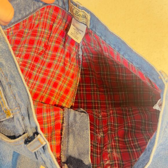 L.L. Bean Flannel Lined Jeans Woman 12 Reg Relaxed Fit W32 L30 100% Cotton COLD - Picture 5 of 15